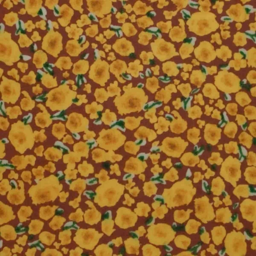 Yellow on Brown Retro Floral