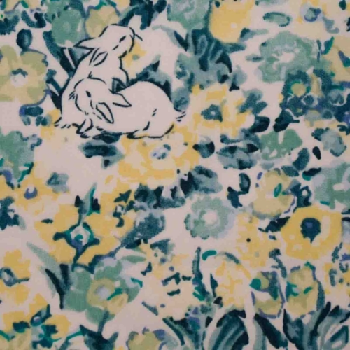 Blue, Green & Yellow Floral w/ Rabbits